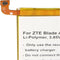 Batterij geschikt voor de ZTE BA910 batterij Blade A910, Blade A910 Dual, Blade A910 Dual SIM-batterij Li3925T44P8h786035
