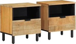 vidaXL - Nachtkastjes - 2 - st - 40x33x46 - cm - massief - mangohout - bruin