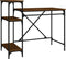 vidaXL - Bureau - met - schappen - 105x50x90 - bewerkt - hout - en - ijzer - bruineiken
