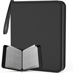 NAPI Verzamelmap - Binder Map voor 900 Kaarten - 9 Pocket - Kunstleer - Ritssluiting - A4 Formaat - Zwart