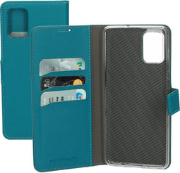 Samsung Galaxy A71 - Wallet Hoesje - Saffiano Motief - Blauw Turquoise