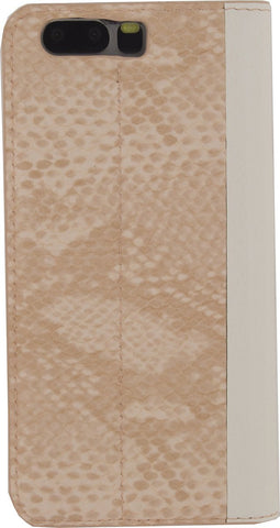 Huawei P10 Hoesje - Mobilize - Premium Gelly Serie - Kunstlederen Bookcase - Light Peach Snake - Hoesje Geschikt Voor Huawei P10