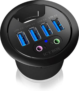 Hub 4-Port IcyBox USB 3.0 IB-Hub1403A Tisch-Hub mit Audio retail