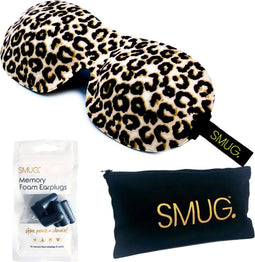 SMUG 3D Slaapmasker met Zwarte Oordopjes en Opbergzakje - 100% Verduisterend - Ergonomisch Oogmasker - Animal Print