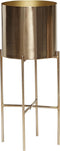 Hübsch 270610 Bloempot op standaard - Set van 2 - ø25xH45cm en ø25xH55cm - Metaal - Goud