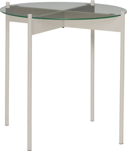 HÜBSCH INTERIOR - BEAM zandkleur bijzettafel van metaal met blad van glas - Ø45 x h42cm