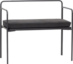HÜBSCH INTERIOR - CARRY zwart metalen bankje met rugleuning en kussen - 40x63xh81cm