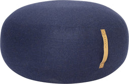 HÜBSCH INTERIOR - Grote ronde donkerblauwe poef van wol - Ø70cm