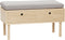 HÜBSCH INTERIOR - HIDE FSC® eiken bankje met twee lades, lichtgrijs kussen - 85x40xh48 cm