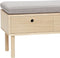 HÜBSCH INTERIOR - HIDE FSC® eiken bankje met twee lades, lichtgrijs kussen - 85x40xh48 cm