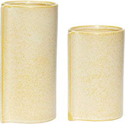 HÜBSCH INTERIOR - LEAF gele plantenpotten van keramiek, set van twee - Ø12xh16 en Ø14xh24cm