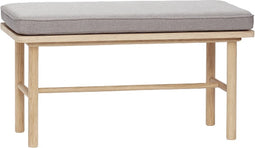 HÜBSCH INTERIOR - Naturel eiken bankje met lichtgrijze zitting FSC® - 85x40xh45 cm