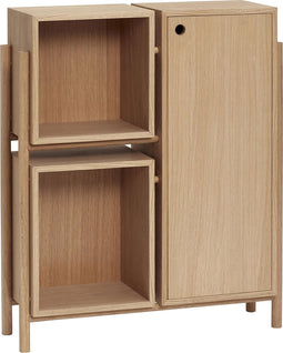 HÜBSCH INTERIOR - Naturel eiken wandkast met deur en open vakken FSC® - 76x25xH90cm