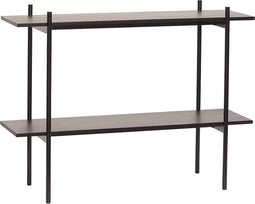 HÜBSCH INTERIOR - NORM zwart metalen opbergrek met twee schappen FSC® - 120x40xh90cm