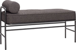 HÜBSCH INTERIOR - PIPE zwart metalen bankje met zwarte zitting en kussen - 106x47xh61cm