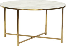 HÜBSCH INTERIOR - POND ronde messing salontafel met marmer effect blad - Ø80xh40cm