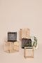 HÜBSCH INTERIOR - SQUARE vierkante bamboe decoratieve opbergmanden zwart - set van 3