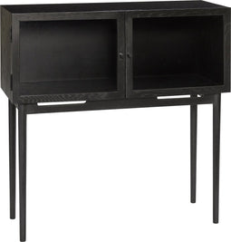 HÜBSCH INTERIOR - Zwart dressoir incl. deurtjes met glas FSC® essen - 90x35xh90cm
