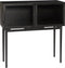 HÜBSCH INTERIOR - Zwart dressoir incl. deurtjes met glas FSC® essen - 90x35xh90cm