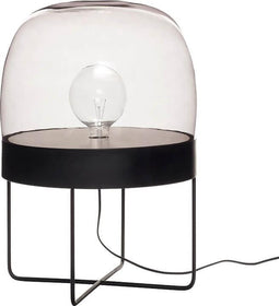 HÜBSCH INTERIOR - Zwart metalen vloerlamp met glazen kap
