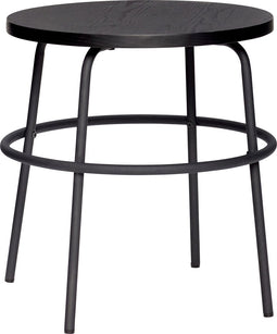 HÜBSCH INTERIOR - Zwarte bijzettafel met zwart FSC® essenhouten zitting - ø45xh46cm
