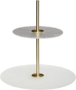 Hubsch Ripple Etagere Frosted/Brass ø30xh31cm