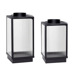 Hübsch Ripple Lanterns Black (set of 2)