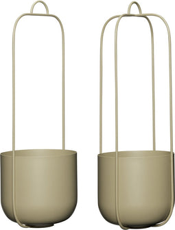 Hubsch set van 2 plantenhangers Lotus Khaki Ø16 x 44cm