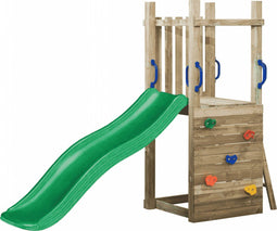 Houten Speeltoestel Irma (SwingKing) | Speeltoren met Glijbaan voor Buiten in de Tuin | FSC Hout - Glijbaan Groen