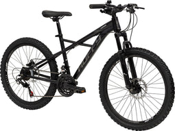Huffy Korros 24 Inch Kinder Mountainbike Zwart Hardtail Voorvering + Shimano 21 versnellingen - Jonge kinderen 8-13