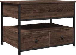 vidaXL - Salontafel - 70x50x50 - cm - bewerkt - hout - en - metaal - bruineikenkleur