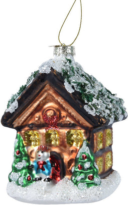 Huis glas l8.9b7.6h13.2 cm ass kerst
