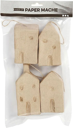 Huis, h: 9,5-12 cm, b: 5,5-6,5 cm, 4 stuks