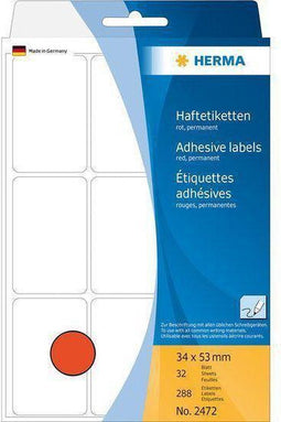 Huismerk Herma 2472 Universele Etiket 34x53mm Rood - 288 etiketten