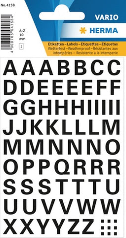 Huismerk Herma 4158 Etiket met letters A-Z 10mm Transparant - 1 pakje met 1 velletje
