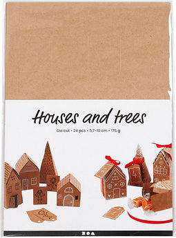 huizen en bomen karton set