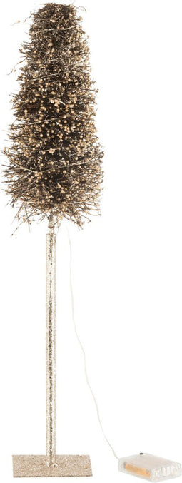 J-Line Kerstboom - metaal - bruin/camel - LED lichtjes - small