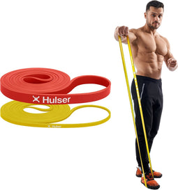 Hulser Resistance band set 2-delig - 2 tot 15 kg - 104 / 208 cm - Weerstandsband voor pull up - Fitness weerstandband - Stretch elastiek - Bands - Power band weerstandselastiek
