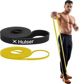 Hulser Resistance band set 2-delig - 2 tot 30 kg - 104 / 208 cm - Weerstandsband voor pull up - Fitness weerstandband - Stretch elastiek - Bands - Power band weerstandselastiek