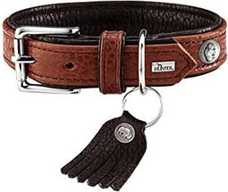 HUNTER 45 Bison lederen halsband Cody, medium, donkerbruin