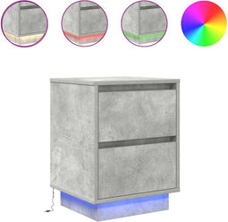 vidaXL - Nachtkastje - met - LED-verlichting - 38x34x50 - cm - betongrijs