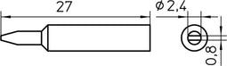 Weller XNT B - Soldering tip - Tipbreedte 2.4 mm - Tipdikte 0.8 mm - Diepte 27 mm