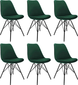 Kick kuipstoel Velvet donkergroen - zwart frame - set van 6