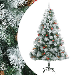 vidaXL - Kunstkerstboom - met - scharnieren - dennenappels - en - bessen - 180 - cm