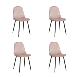 Mica Decorations Montelli Eetkamerstoel - Set van 4 - Velvet - Lichtpaars - 85 cm hoog (4 stuks)