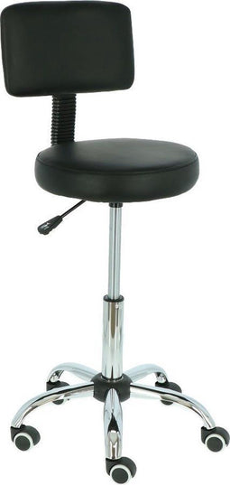 Alora Tabouret comfort met rugleuning - Zwart - verstelbaar in hoogte - kruk