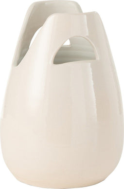 J-Line vaas Handvat - keramiek - wit - small - 30 cm hoog