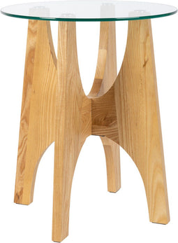 Zuiver Kobe Bijzettafel Rond 45 cm Glas/ Hout - Beige