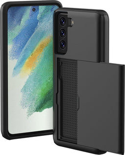 iMoshion Hoesje Geschikt voor Samsung Galaxy S21 FE Hoesje - Ruimte voor 2 pasjes - iMoshion Backcover met pasjeshouder - Zwart