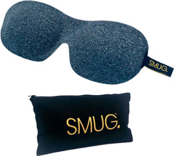 SMUG 3D Slaapmasker met Opbergzakje - 100% Verduisterend - Ergonomisch Oogmasker - Dark Grey Marl